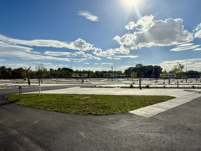 Sunny afternoon over the RV sites and fresh landscaping